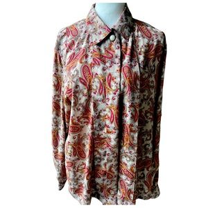 Vintage Women’s Size 16  Brown And Red Paisley Blouse Alfred Dunn